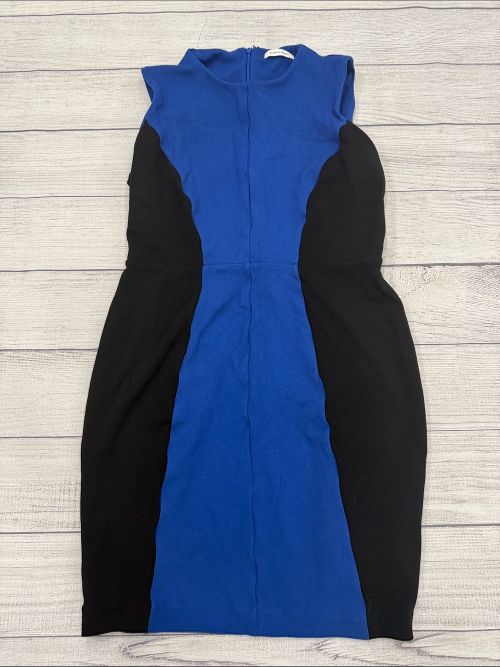 Calvin Klein Colorblock Sheath Dress Blue Black Sleeveless